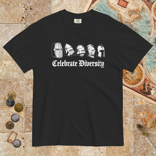 Black Celebrate Diversity Medieval Helmets Edition - Premium Tee - history buff gift by HistoHead