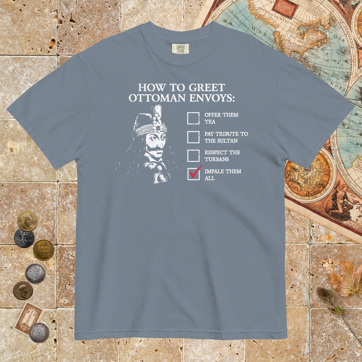 Blue Jean Vlad the Impaler How to Greet Guide - Premium Tee - history buff gift by HistoHead