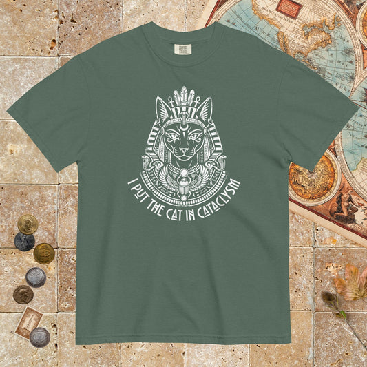 Blue Spruce Bastet I Put the Cat in Cataclysm - Premium Tee - history buff gift by HistoHead