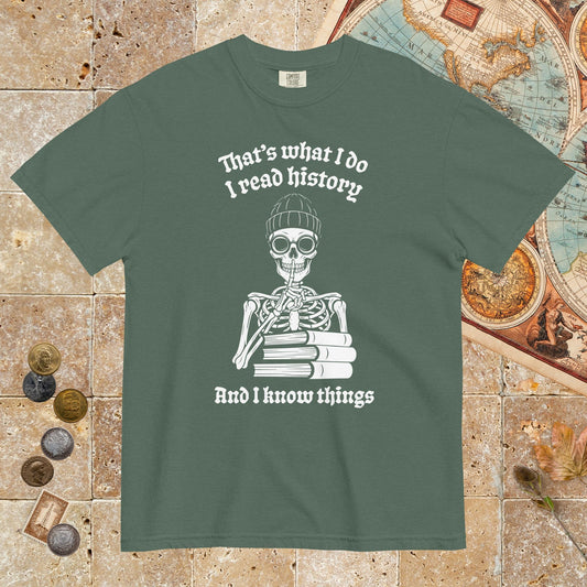Blue Spruce I Read History And I Know Things - Premium Tee - history buff gift by HistoHead