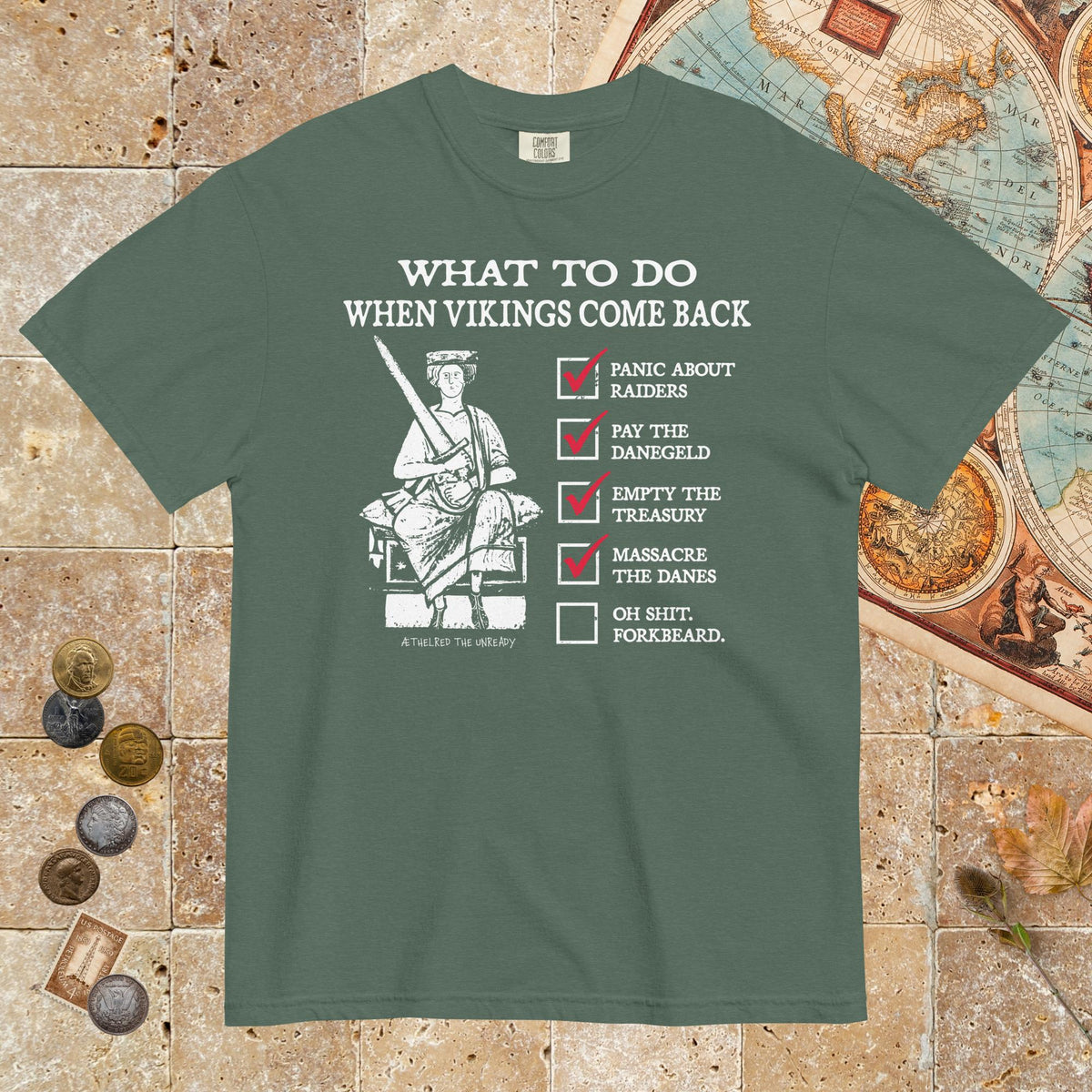 Blue Spruce Æthelred the Unready Viking Raid Survival Guide - Premium Tee - history buff gift by HistoHead