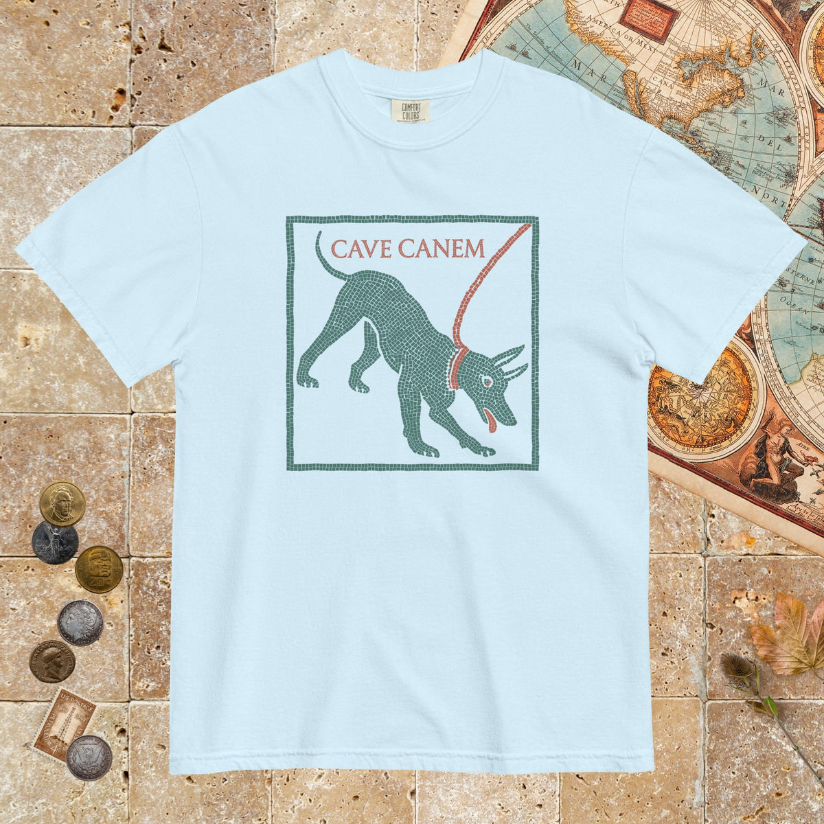 Chambray Cave Canem Pompeii Mosaic - Premium Tee - history buff gift by HistoHead