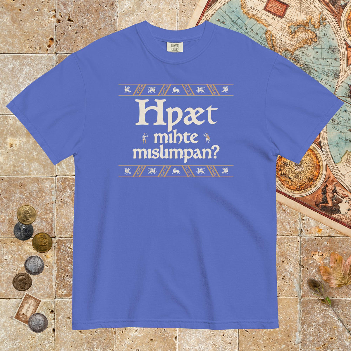 Flo Blue What Could Possibly Go Wrong in Old English (Wynn Version) - Premium Tee - history buff gift by HistoHead