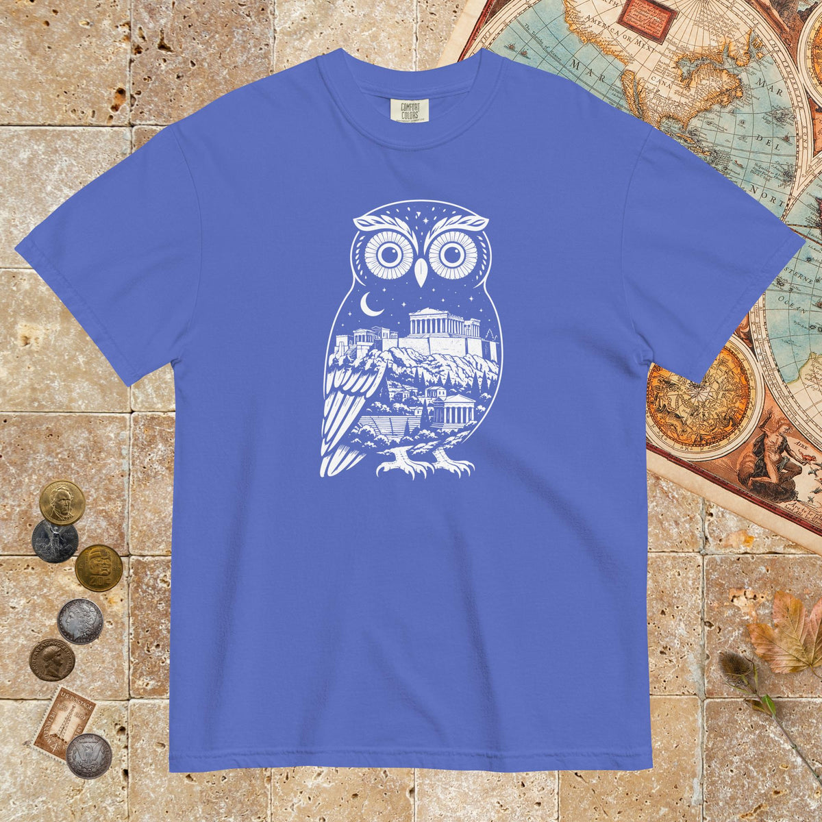 Flo Blue Athena Owl - Premium Tee - history buff gift by HistoHead