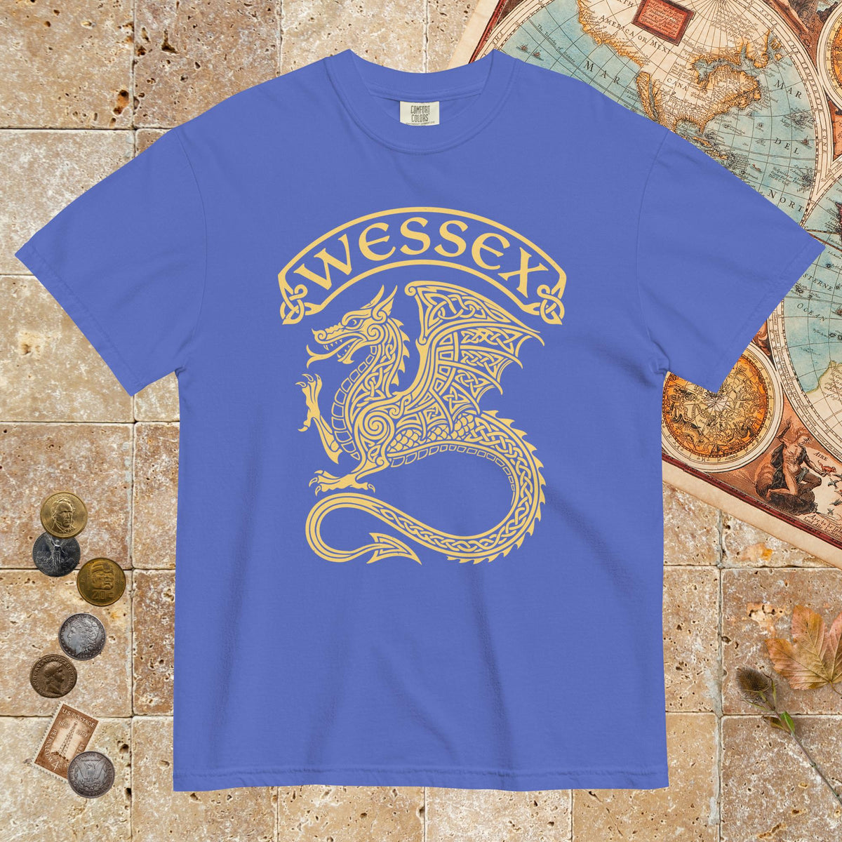 Flo Blue Wessex Dragon - Premium Tee - history buff gift by HistoHead