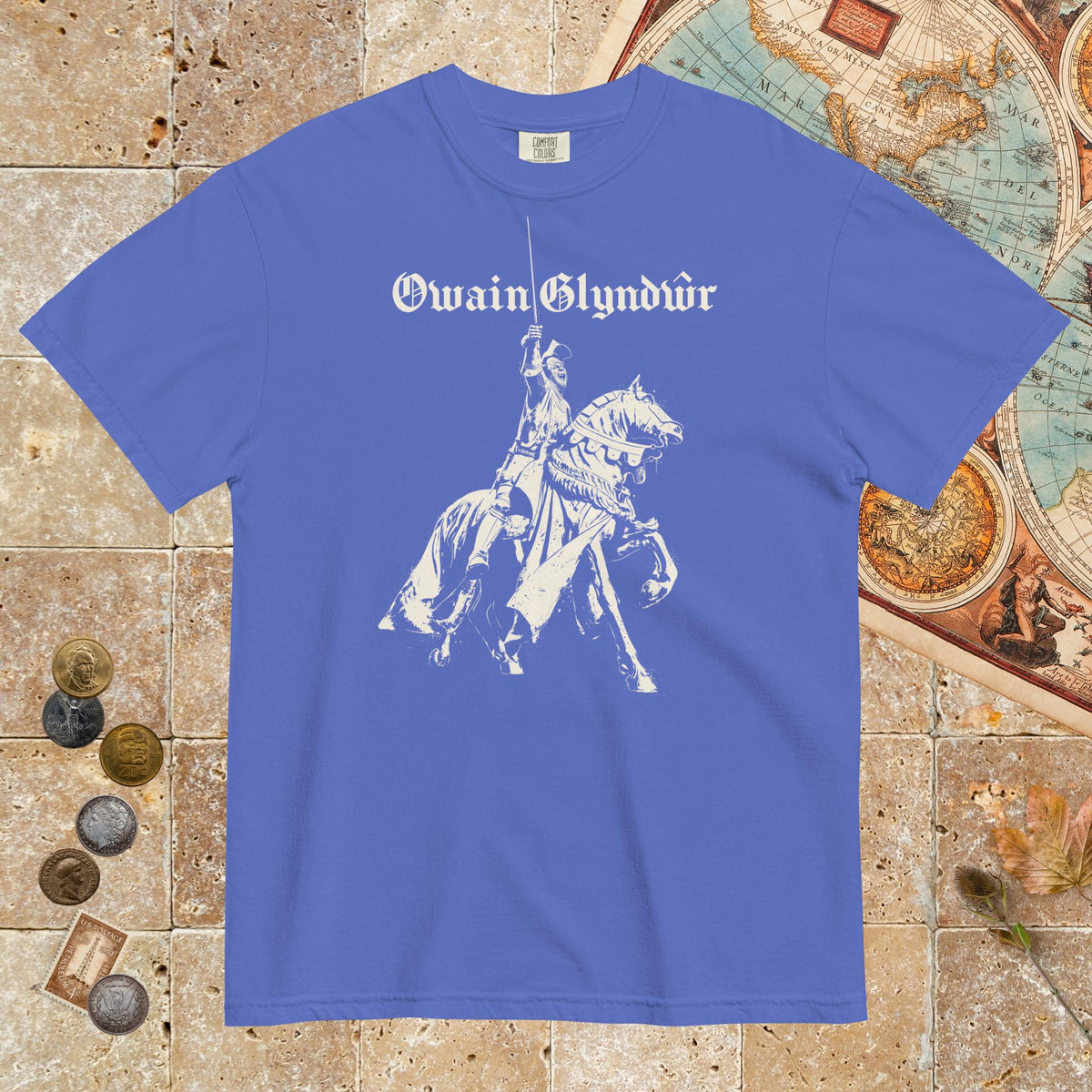 Flo Blue Owain Glyndŵr Statue - Premium Tee - history buff gift by HistoHead