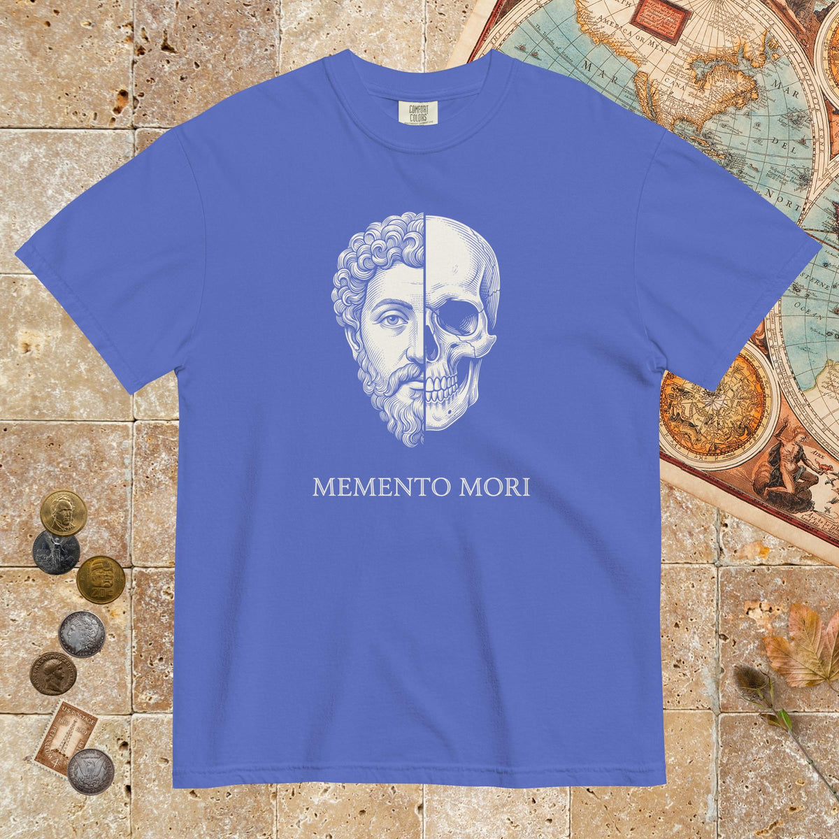 Flo Blue Marcus Aurelius Skull - Premium Tee - history buff gift by HistoHead