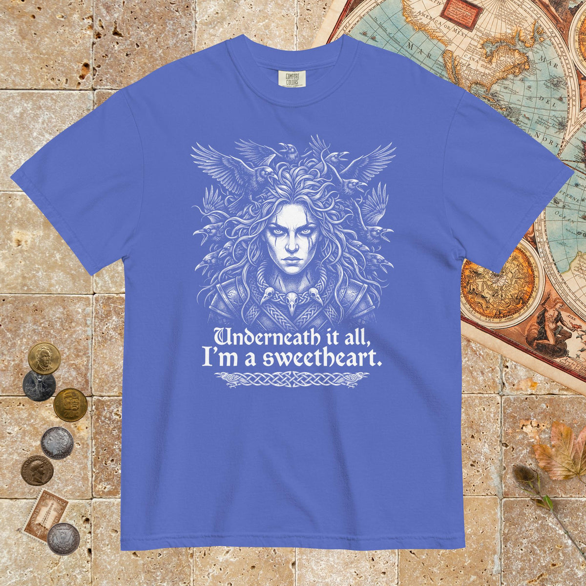 Flo Blue The Morrigan Underneath I'm a Sweetheart - Premium Tee - history buff gift by HistoHead