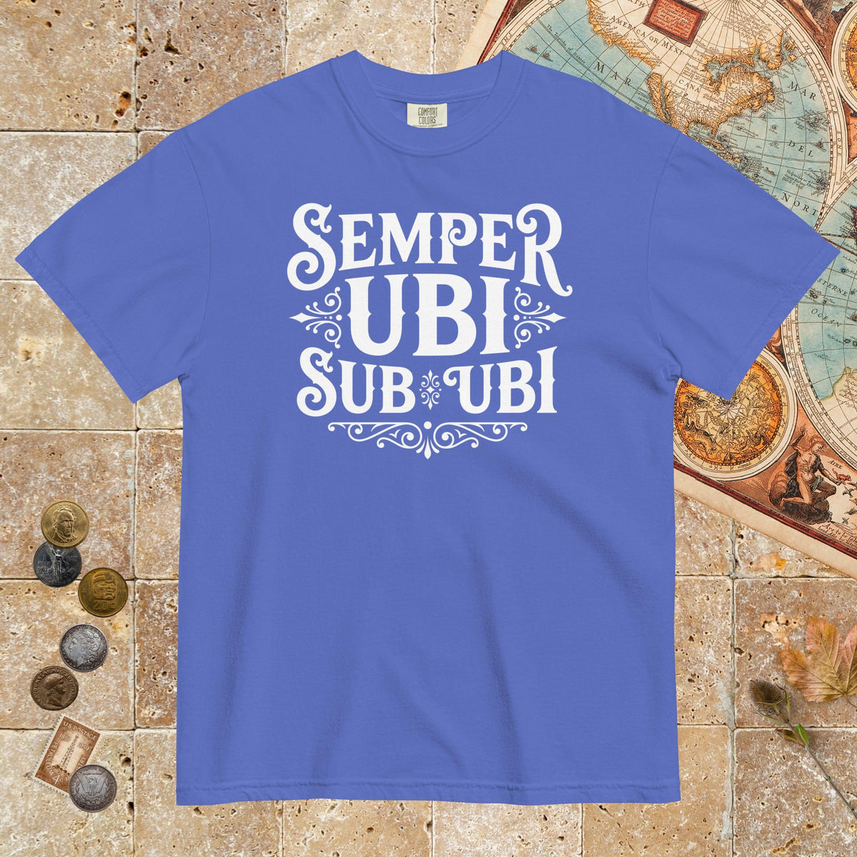 Flo Blue Latin Pun Semper Ubi Sub Ubi - Premium Tee - history buff gift by HistoHead
