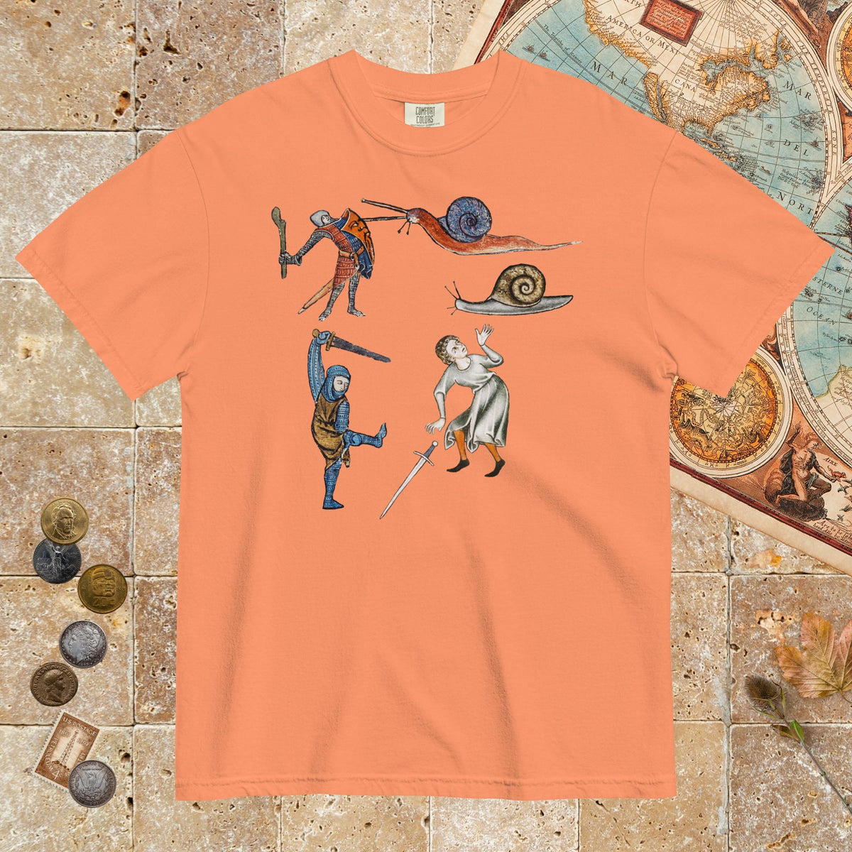 Terracotta Medieval Marginalia Snail Enemy - Premium Tee - history buff gift by HistoHead