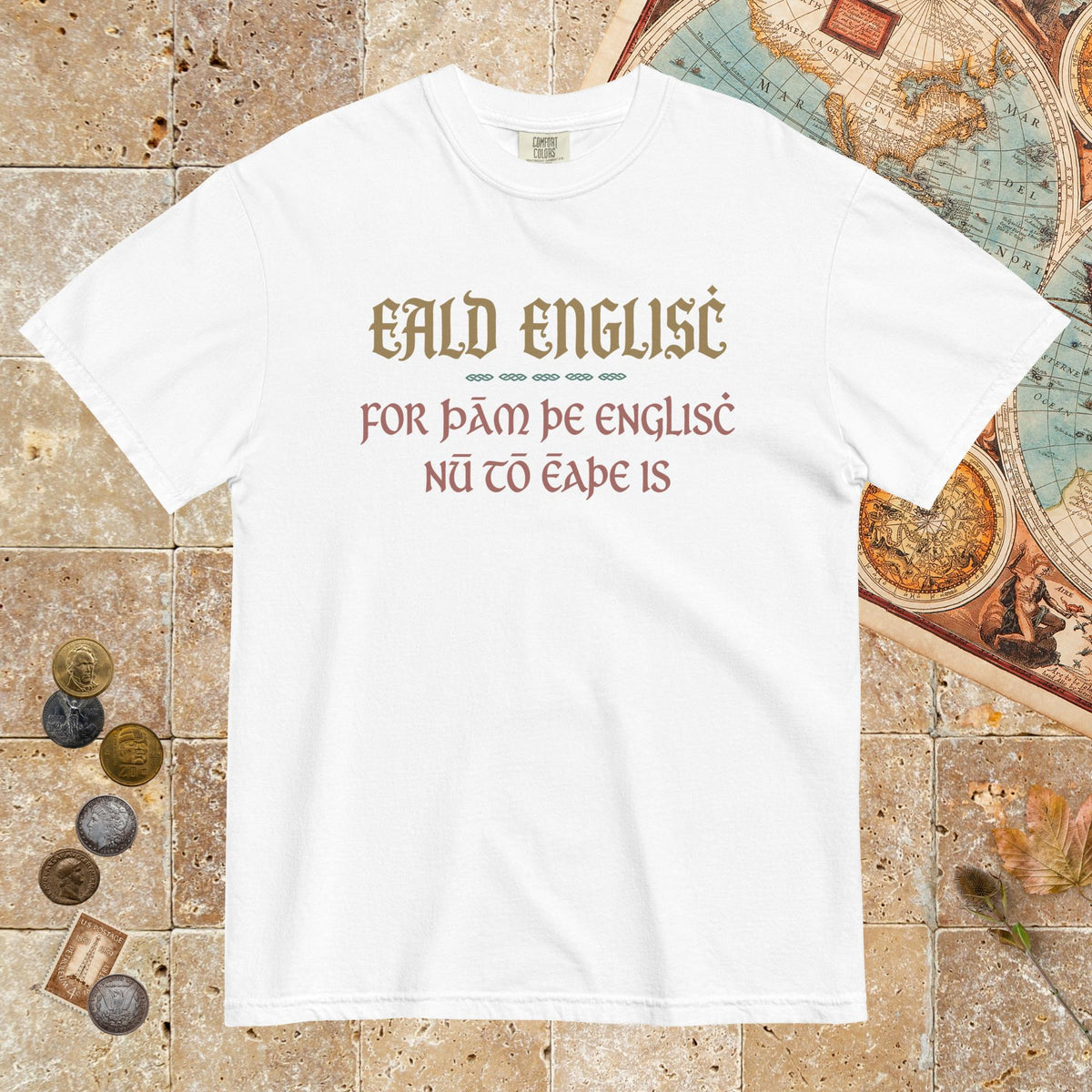 White Old English Because English Is Too Easy Now - Premium Tee - history buff gift by HistoHead