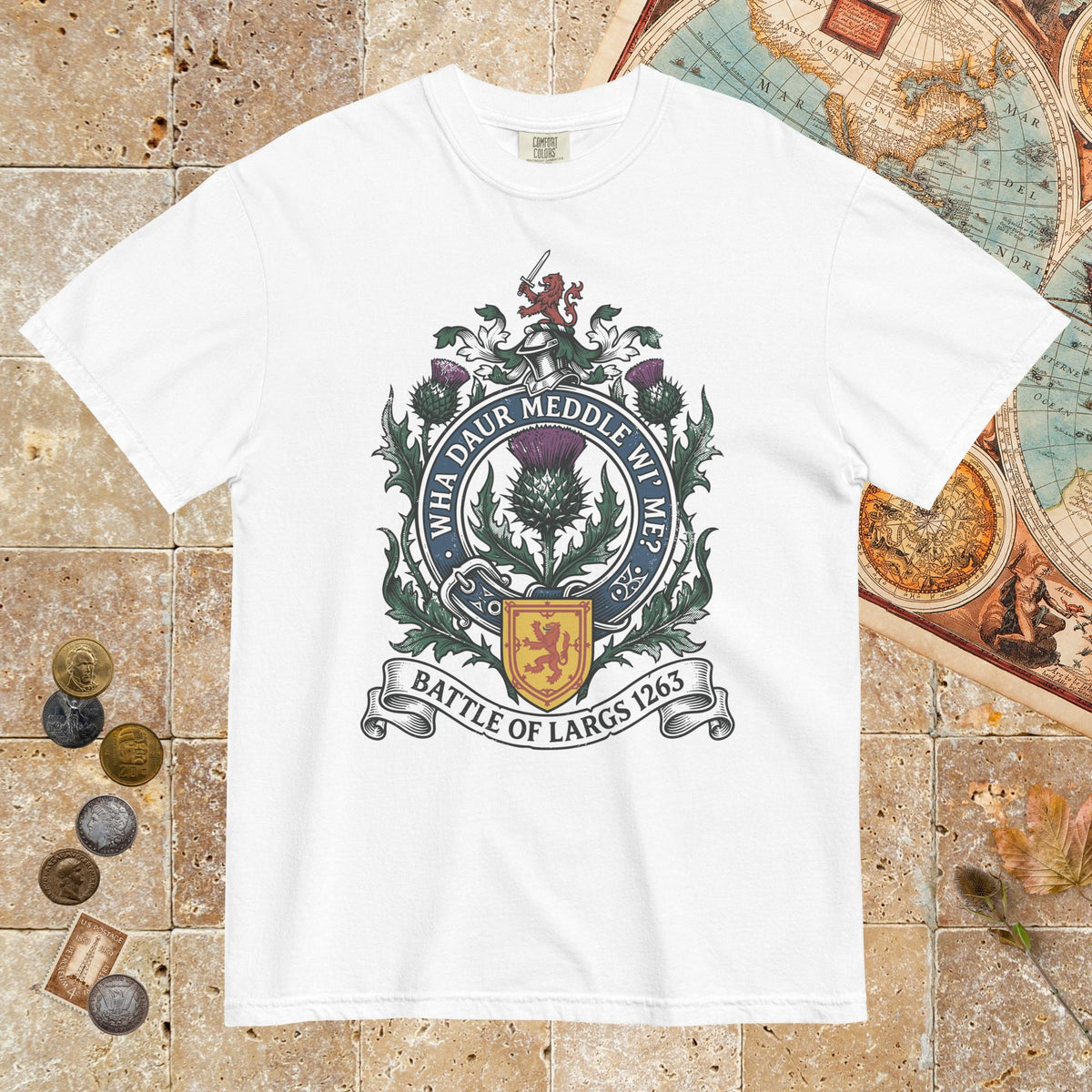 White Scotland Battle of Largs 1263 - Premium Tee - history buff gift by HistoHead