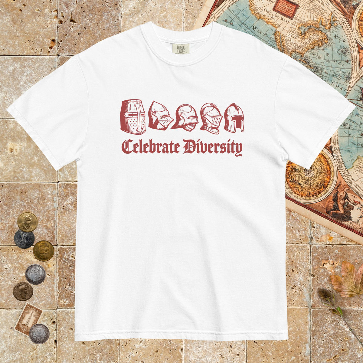 White Celebrate Diversity Medieval Helmets Edition - Premium Tee - history buff gift by HistoHead