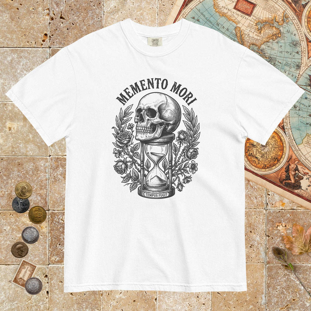 White Memento Mori Tempus Fugit - Premium Tee - history buff gift by HistoHead