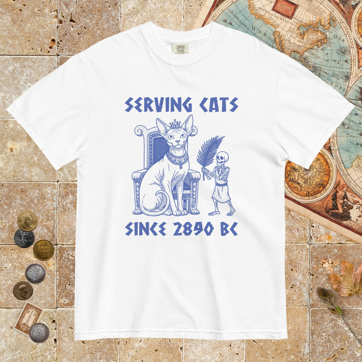 White Serving Cats Since 2890 BC - Premium Tee - history buff gift by HistoHead