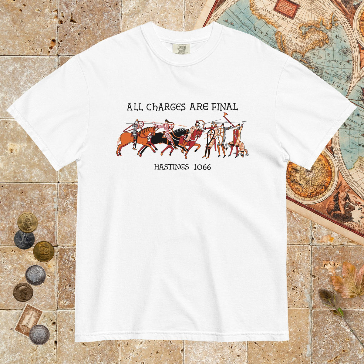 White Bayeux Tapestry All Charges Are Final - Premium Tee - history buff gift by HistoHead