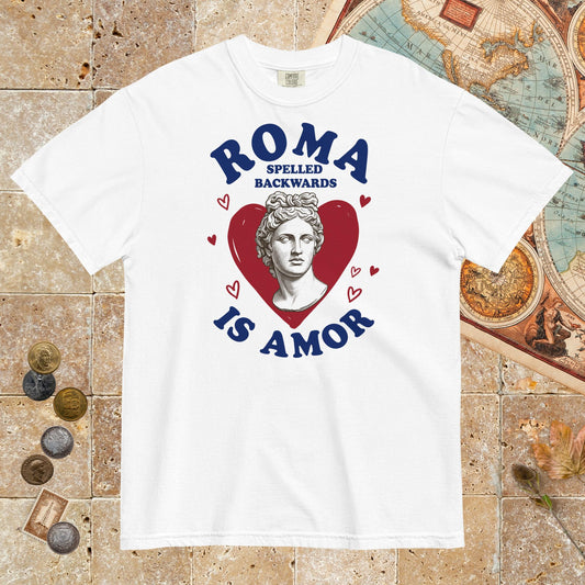 White Roma Spelled Backwards Is Amor - Premium Tee - history buff gift by HistoHead