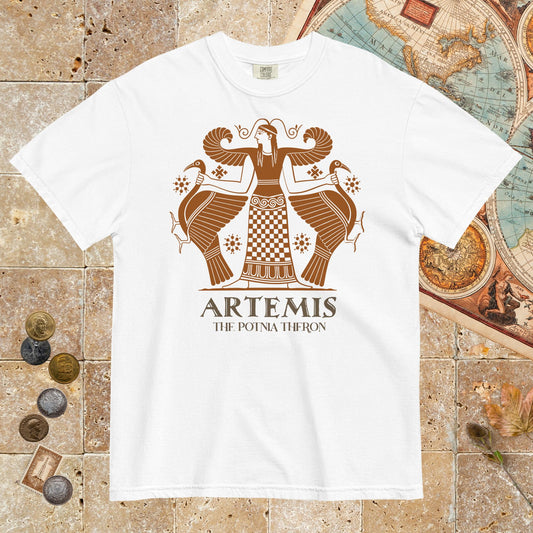 White Artemis the Potnia Theron Pottery Art - Premium Tee - history buff gift by HistoHead