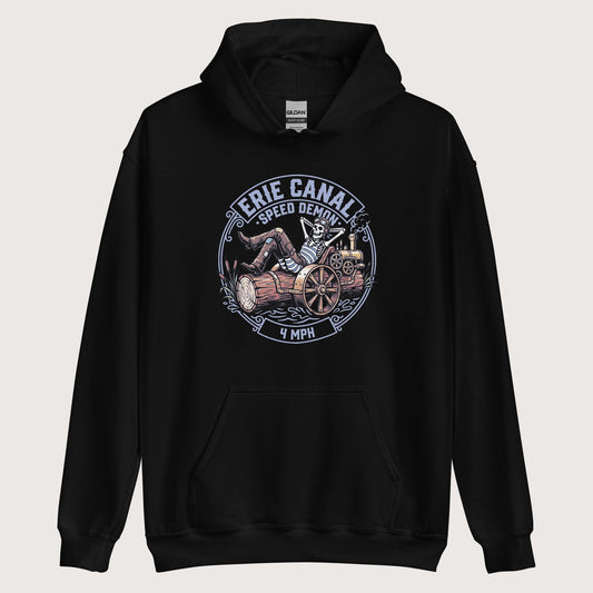 Black Erie Canal Speed Demon Hoodie - history buff gift by HistoHead