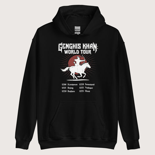 Black Genghis Khan World Tour Hoodie - history buff gift by HistoHead