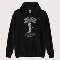 Black Troy Sports Medicine Clinic Hoodie - history buff gift by HistoHead