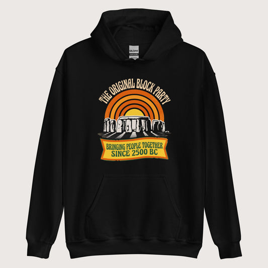 Black Stonehenge Block Party Hoodie - history buff gift by HistoHead