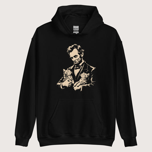 Black Lincoln's Cats Hoodie - history buff gift by HistoHead