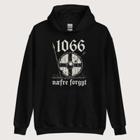Black 1066 Never Forget in Old English Hoodie - history buff gift by HistoHead