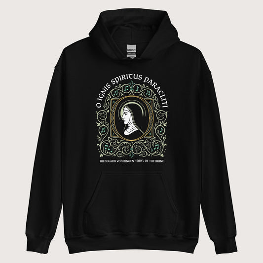 Black Hildegard von Bingen Hoodie - history buff gift by HistoHead
