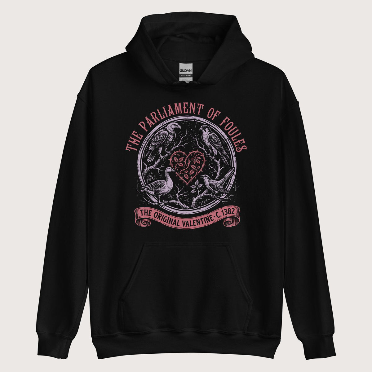 Black Chaucer Parliament of Foules Valentine Hoodie - history buff gift by HistoHead
