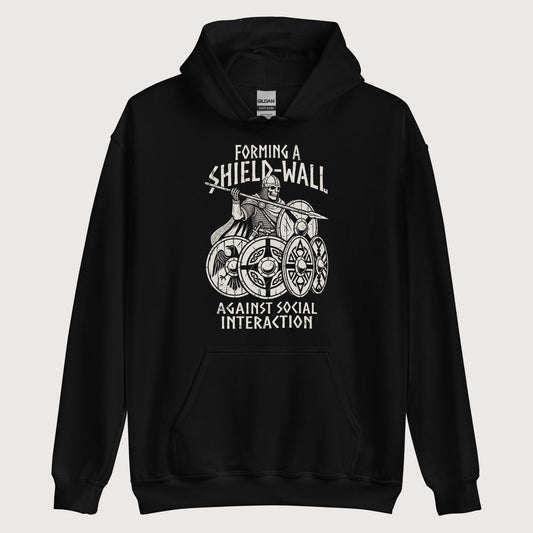 Black Shieldwall Against Social Interaction Hoodie - history buff gift by HistoHead
