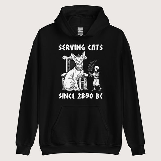 Black Serving Cats Since 2890 BC Hoodie - history buff gift by HistoHead