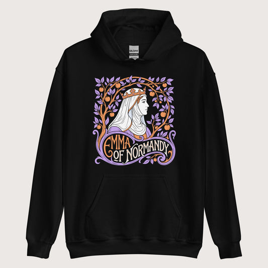 Black Emma Of Normandy Hoodie - history buff gift by HistoHead