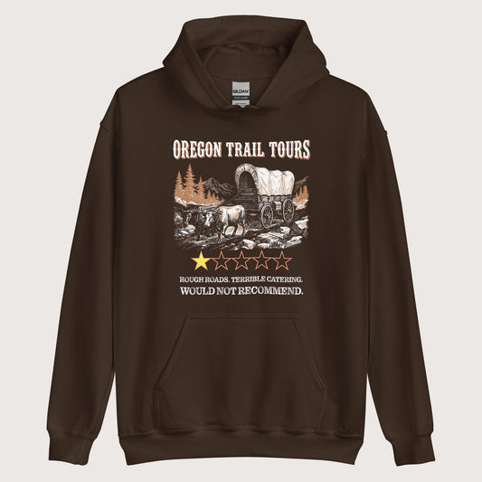 Dark Chocolate Oregon Trail Tours Review Hoodie - history buff gift by HistoHead