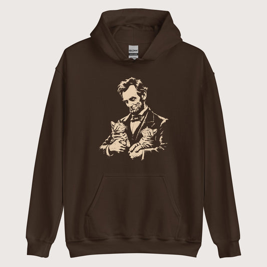 Dark Chocolate Lincoln's Cats Hoodie - history buff gift by HistoHead