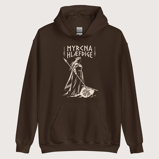 Dark Chocolate Æthelflæd Myrcna Hlæfdige Hoodie - history buff gift by HistoHead