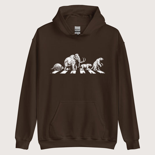 Dark Chocolate Pleistocene Road Hoodie - history buff gift by HistoHead