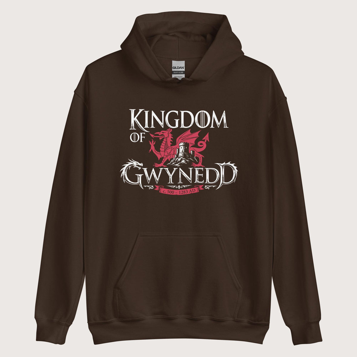 Dark Chocolate Kingdom of Gwynedd Hoodie - history buff gift by HistoHead