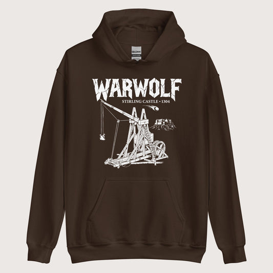 Dark Chocolate Warwolf Trebuchet Hoodie - history buff gift by HistoHead