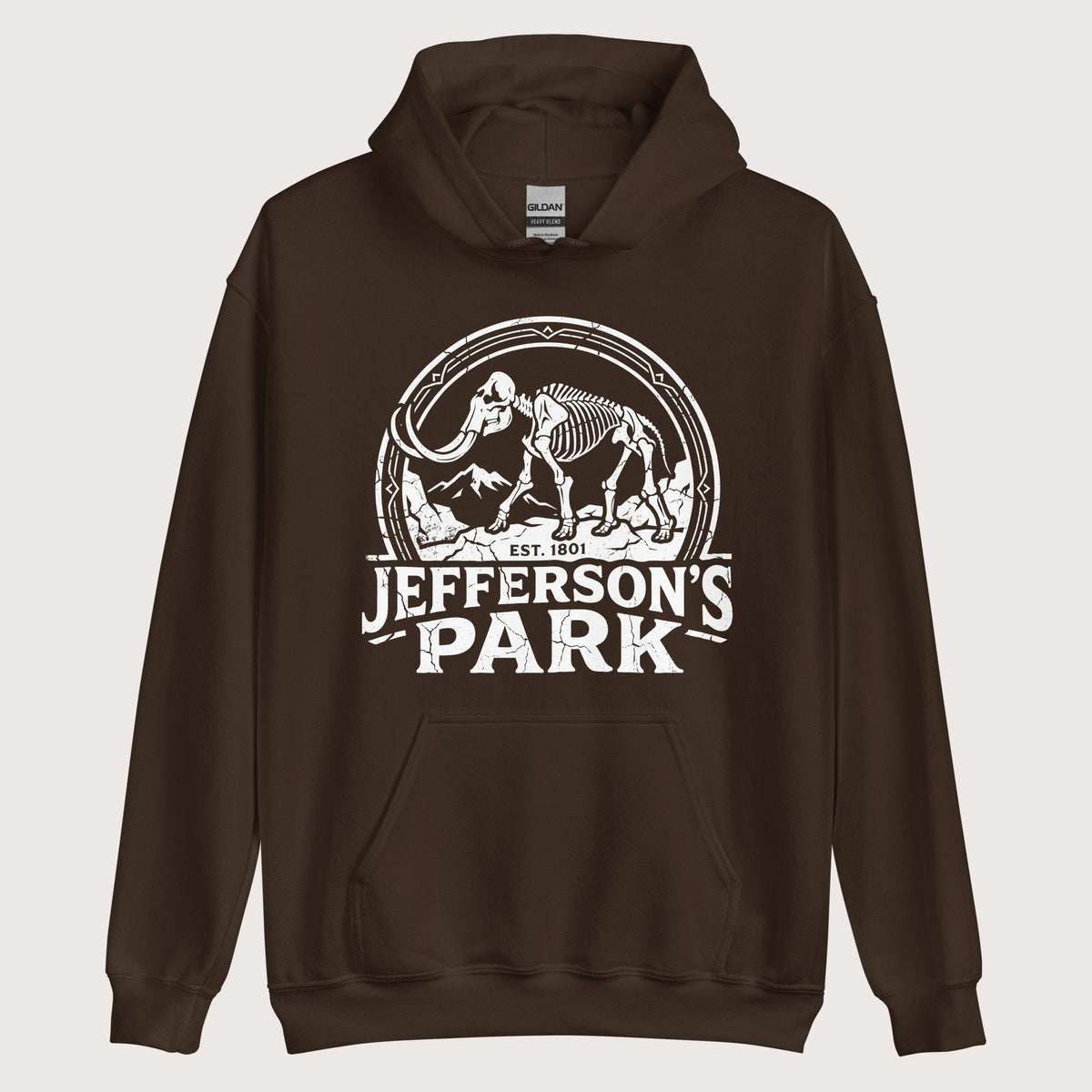 Dark Chocolate Jefferson's Park Hoodie - history buff gift by HistoHead