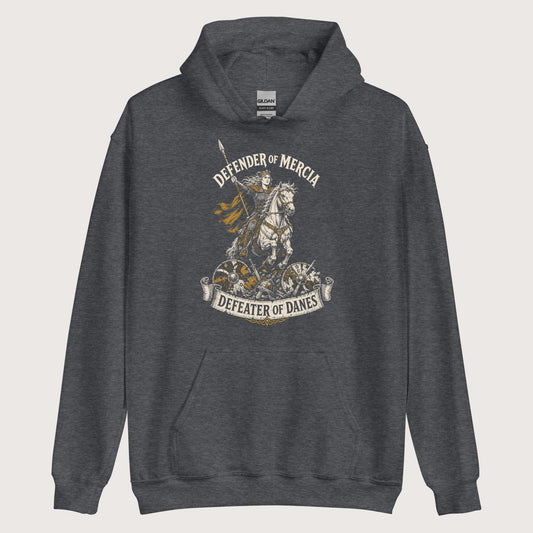 Dark Heather Æthelflæd Defender of Mercia Hoodie - history buff gift by HistoHead