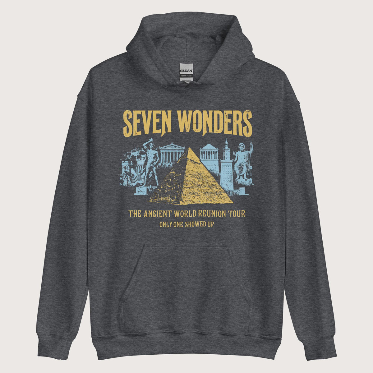 Dark Heather Seven Wonders Reunion Tour Hoodie - history buff gift by HistoHead