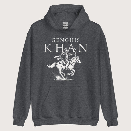 Dark Heather Genghis Khan Hoodie - history buff gift by HistoHead