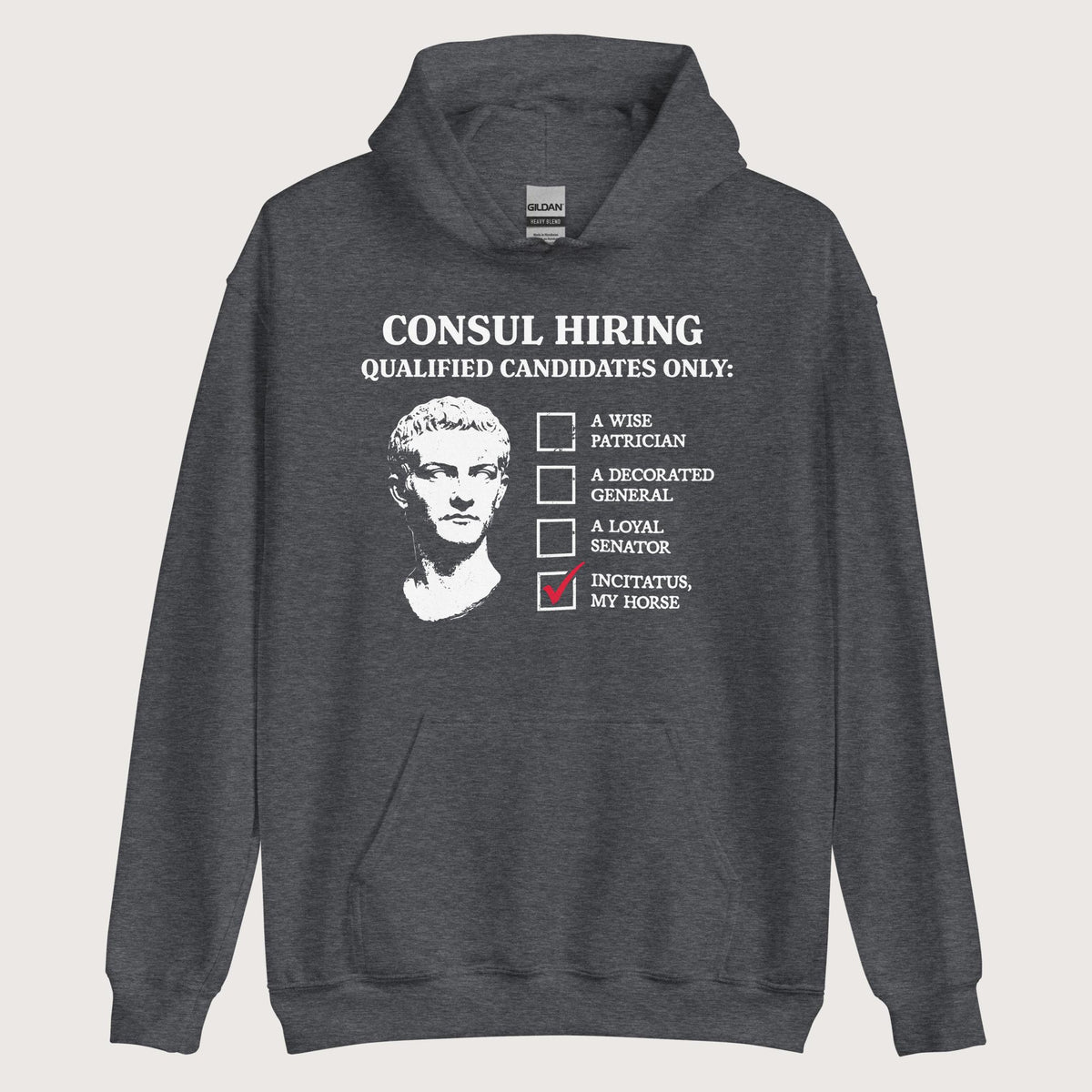 Dark Heather Caligula's Nominee for Consul Hoodie - history buff gift by HistoHead