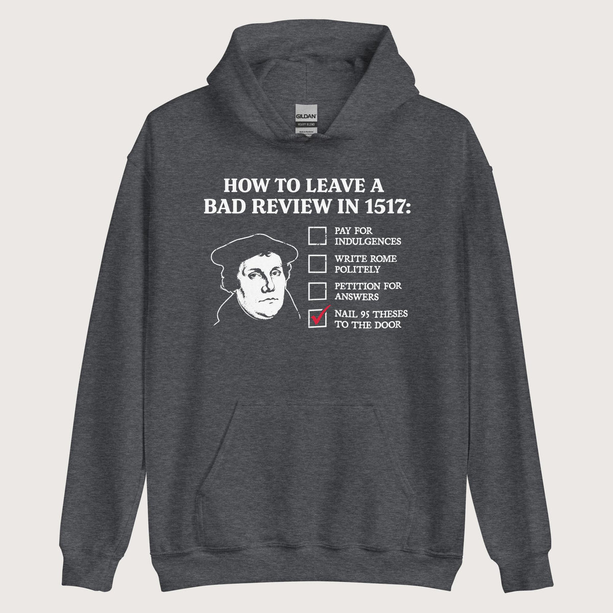 Dark Heather Martin Luther's Conflict Resolution Hoodie - history buff gift by HistoHead