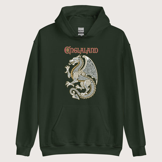 Forest Green Englaland Dragon Hoodie - history buff gift by HistoHead
