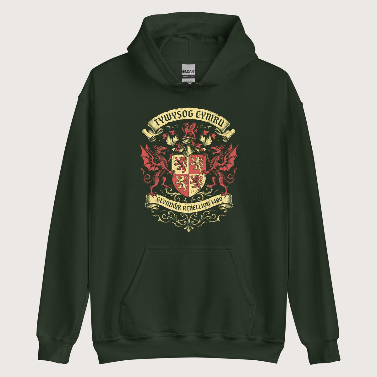 Forest Green Glyndwr Rebellion 1400 Hoodie - history buff gift by HistoHead