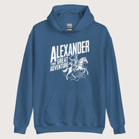 Indigo Blue Alexander the Great Adventure Hoodie - history buff gift by HistoHead