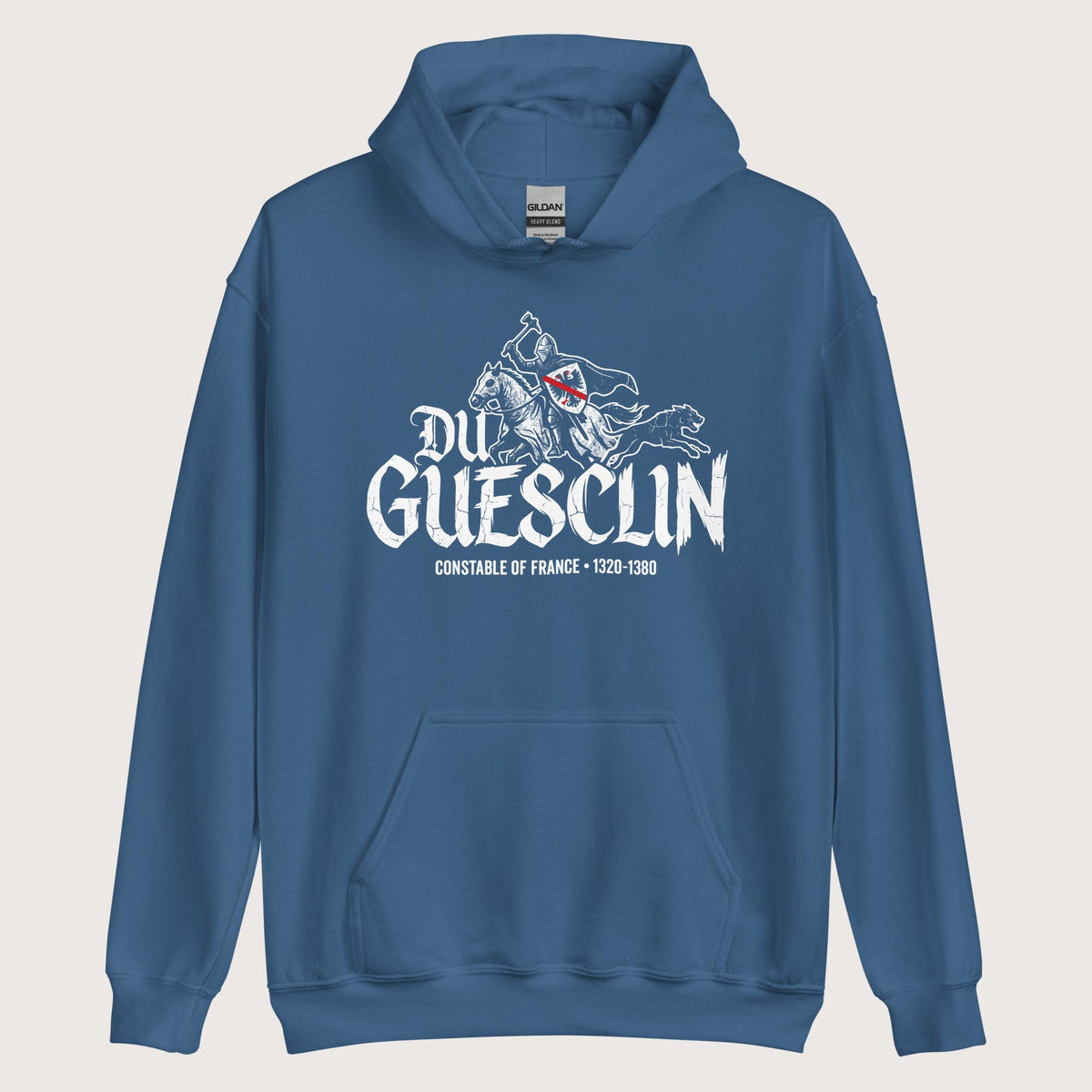 Indigo Blue Du Guesclin Hoodie - history buff gift by HistoHead