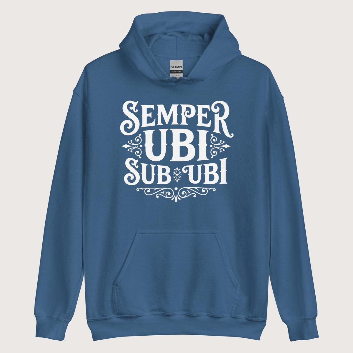 Indigo Blue Latin Pun Semper Ubi Sub Ubi Hoodie - history buff gift by HistoHead